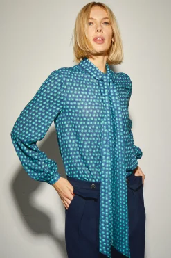 Blusa Lazada Cuello Estampado Geométrico