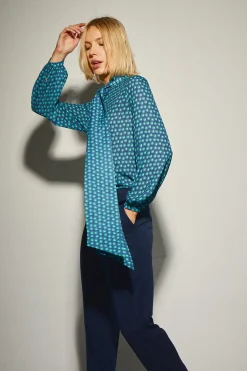 Blusa Lazada Cuello Estampado Geométrico