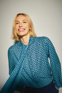 Blusa Lazada Cuello Estampado Geométrico