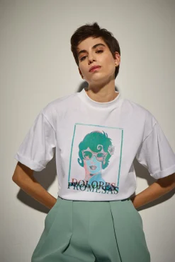 Camiseta Blanca Dolores Gafas Verde