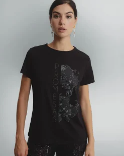 Camiseta Negra Ilustrada Promesas