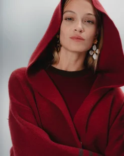 Chaqueta Punto Martina en Burdeos con Rayas