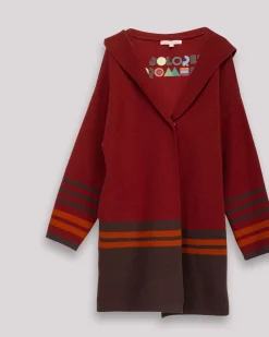 Chaqueta Punto Martina en Burdeos con Rayas