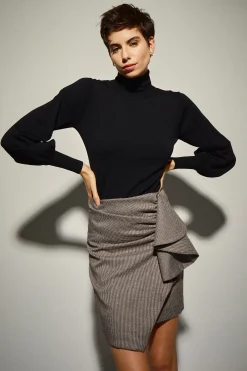 Falda Drapeada Mini Gris