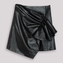 Falda Drapeada Mini Negro