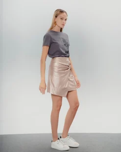 Falda Metalizada Rosa Bella