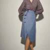 Falda Midi Bolsillos Azul
