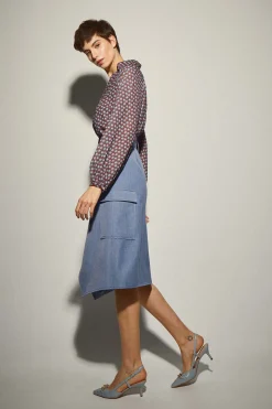 Falda Midi Bolsillos Azul