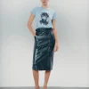 Falda midi efecto piel Bella