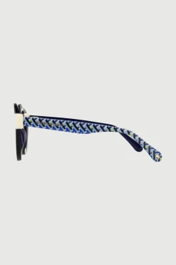Gafa con corte redondo azul semitransparente y beige