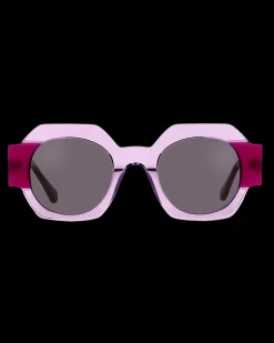 Gafa con forma geométrica rosa transparente y fucsia