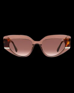 Gafa con tendencia a cat eye marrón transparente, blanca y habana