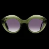 Gafa con tendencia a cat eye verde con estampado de hojas
