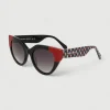 Gafa con tendencia a cat eye beige, habana y estampado