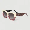 Gafa con tendencia a cat eye beige, rosa jaspeado y estampado