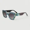 Gafa con tendencia a mariposa azul jaspeado, verde y estampado