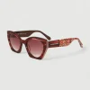 Gafa con tendencia a mariposa burdeos, marron y estampado