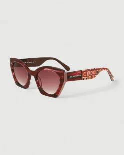Gafa con tendencia a mariposa burdeos, marron y estampado