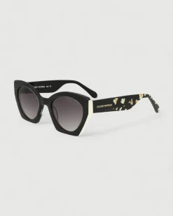 Gafa con tendencia a mariposa negra, beige y estampado