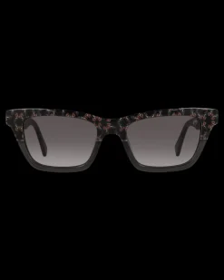 Gafa con tendencia a pico negra con estampado de mariposa