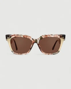 Gafa cuadrada marrón jaspeado, beige y estampado