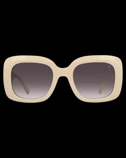Gafa de corte cuadrado beige rosado con estampado de camaleones