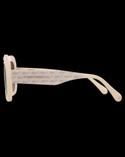 Gafa de corte cuadrado beige rosado con estampado de camaleones