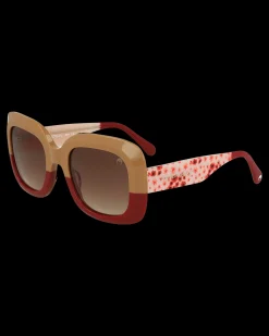 Gafa de corte cuadrado marrón y burdeos con estampado floral