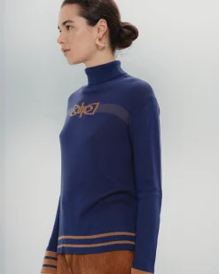 Jersey Punto Azul Cuello Alto Carla