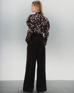 Pantalón ancho pinzas mujer