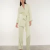 Pantalón recto fluido jacquard