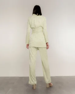 Pantalón recto fluido jacquard