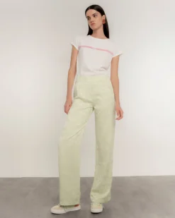 Pantalón recto fluido jacquard