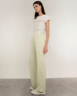 Pantalón recto fluido jacquard