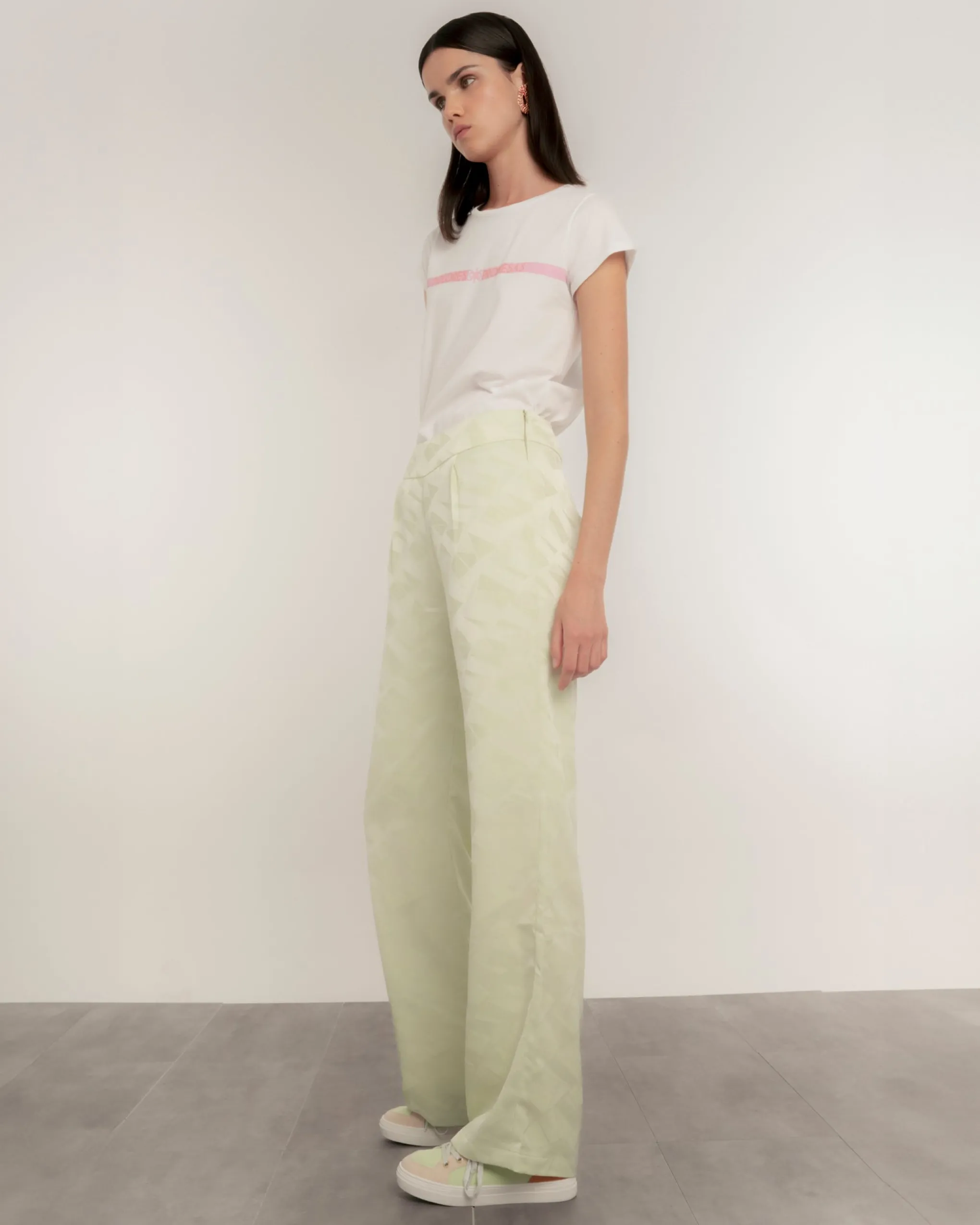 Pantalón recto fluido jacquard