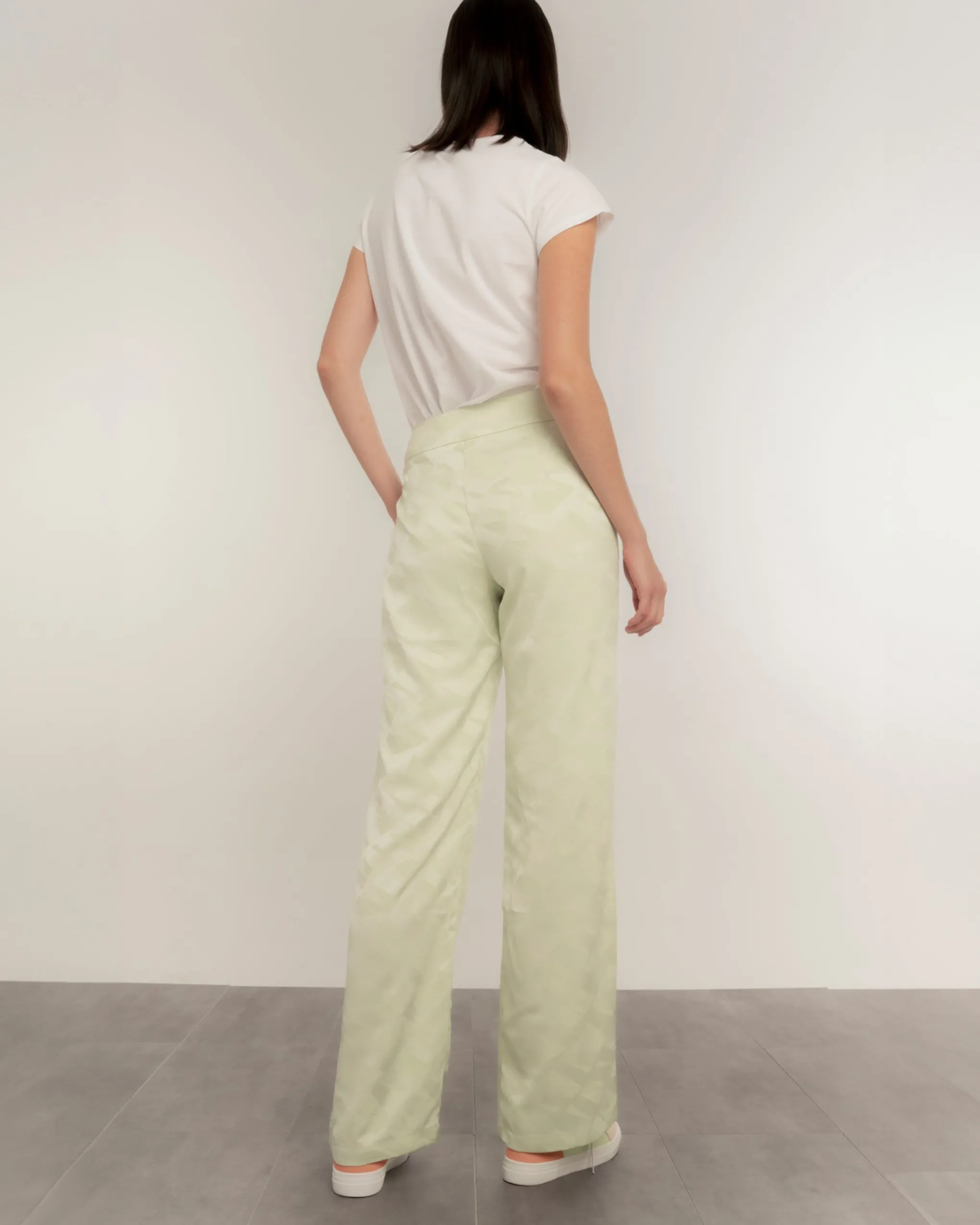 Pantalón recto fluido jacquard