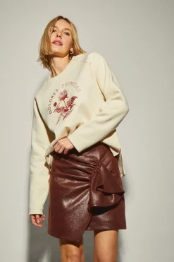 Sudadera Beige Estampado Floral