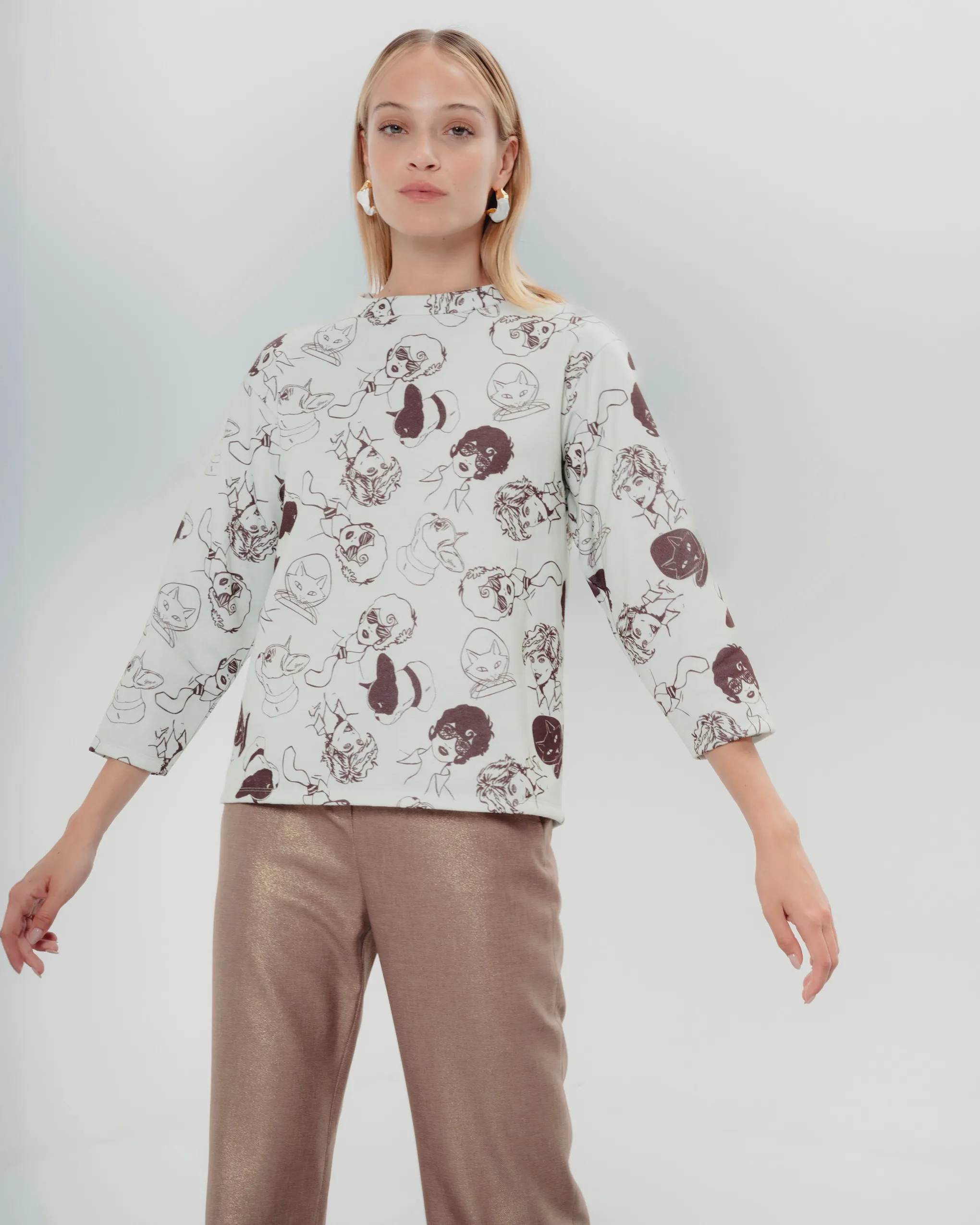 Sudadera Marina Estampada Celeste