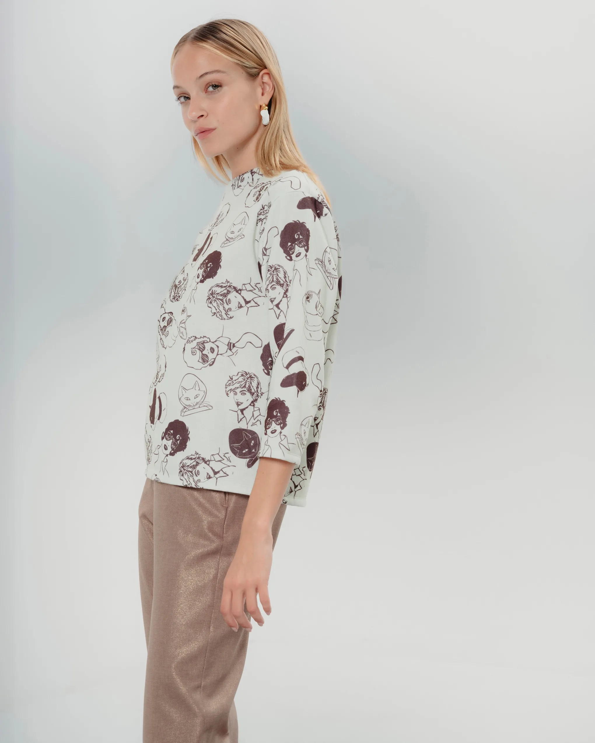 Sudadera Marina Estampada Celeste