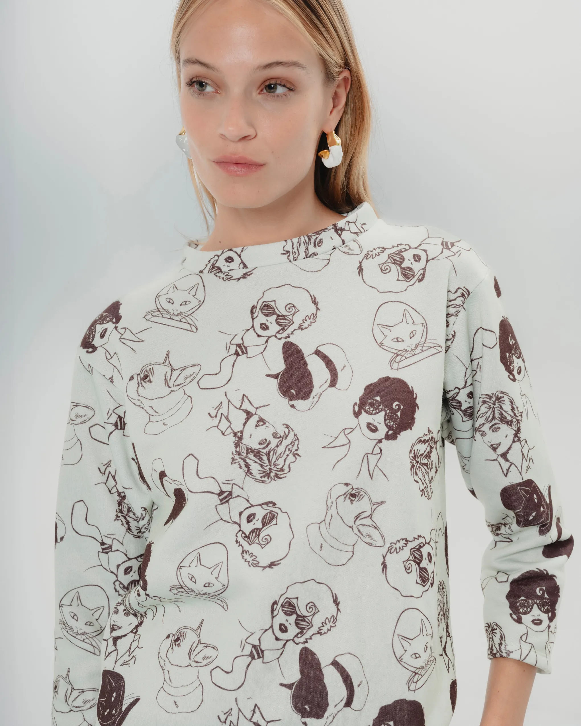 Sudadera Marina Estampada Celeste