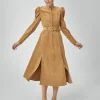 Vestido camel Filipa manga abullonada