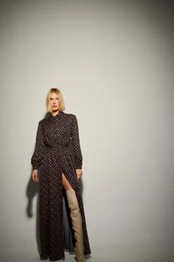 Vestido Camisero Largo Estampado Círculos