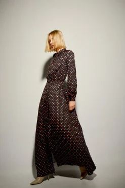 Vestido Camisero Largo Estampado Círculos
