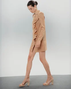 Vestido corto Filipa volantes camel