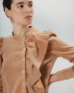 Vestido corto Filipa volantes camel