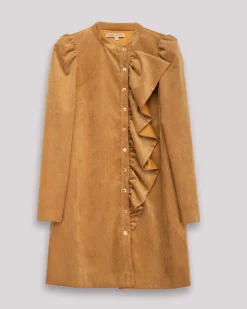 Vestido corto Filipa volantes camel