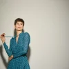 Vestido Estampado Geometrico Teal