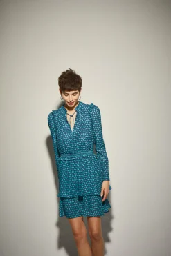 Vestido Estampado Geometrico Teal