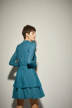 Vestido Estampado Geometrico Teal
