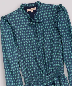 Vestido Estampado Geometrico Teal